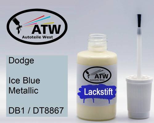 Dodge, Ice Blue Metallic, DB1 / DT8867: 20ml Lackstift, von ATW Autoteile West.
